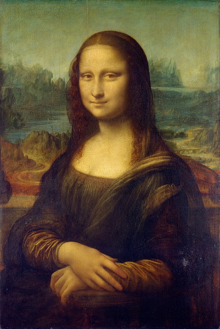 レオナルド・ダ・ヴィンチ《モナ・リザ》1503年-1519年頃、ポプラ板に油彩、77×53cm、パリ、ルーブル美術館蔵　[Public domain]
