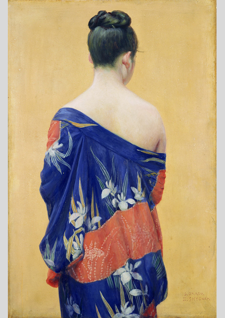 岡田三郎助《あやめの衣》1927(昭和2)年 ポーラ美術館蔵 岡田三郎助《あやめの衣》1927(昭和2)年 ポーラ美術館蔵:「モダン美人誕生岡田三郎助と近代のよそおい」ポーラ美術館