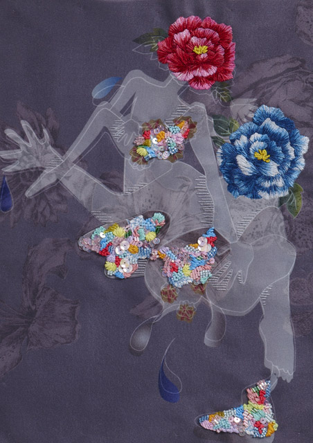 陽成院©AsamiKiyokawa:「清川あさみ 「千年後の百⼈⼀⾸」原画展−⽷で紡ぐ、歌⼈のこころ−」両⾜院 建仁寺⼭内他