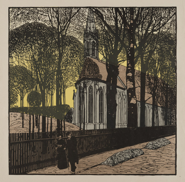 カール・モル《ハイリゲンシュタットの聖ミヒャエル教会》1903年 京都国立近代美術館:「世紀末ウィーンのグラフィック デザインそして生活の刷新にむけて」京都国立近代美術館