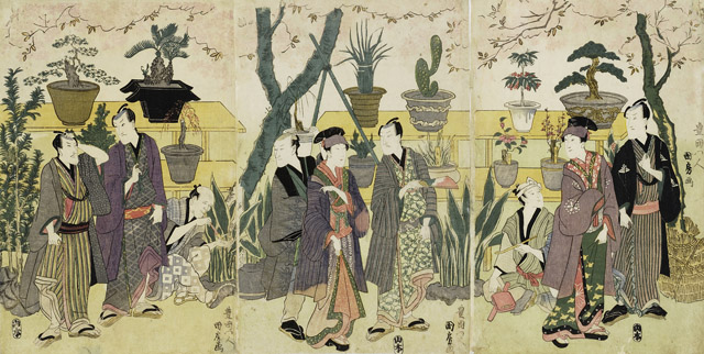 植木売りと役者 歌川国房 たばこと塩の博物館蔵