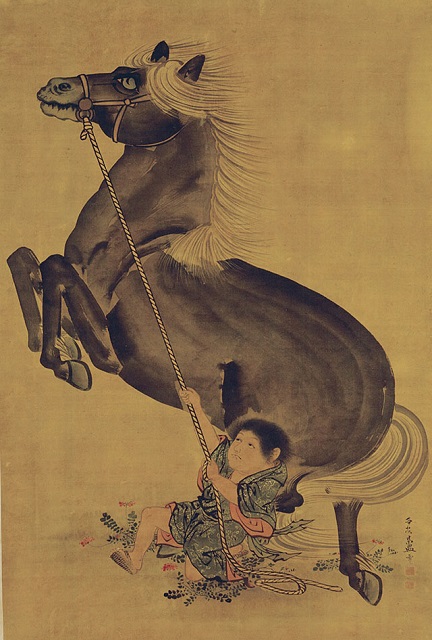 長沢盧雪「躍馬図」一幅、江戸時代（前期出品）
