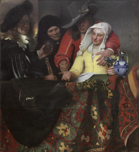 ヨハネス・フェルメール《取り持ち女》1656年 油彩・カンヴァス143x130cm ドレスデン 国立古典絵画館 bpk / Staatliche Kunstsammlungen Dresden / Herbert Boswank / distributed by AMF:「フェルメール展」大阪市立美術館