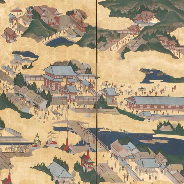 《洛中洛外図》(右隻部分)江戸時代 本館蔵(下村裕氏寄贈)