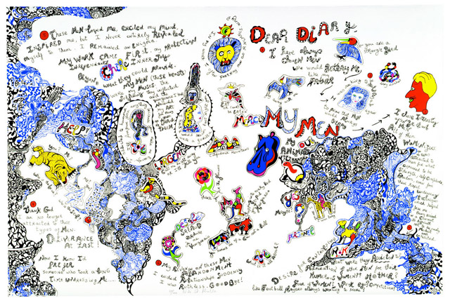 NIKI DE SAINT PHALLE《CALIFORNIA DIARY(MY MEN)》1991, 80 x 120 cm, serigraph, paint and pencil on paper:「HOMMAGE」Sansiao Gallery